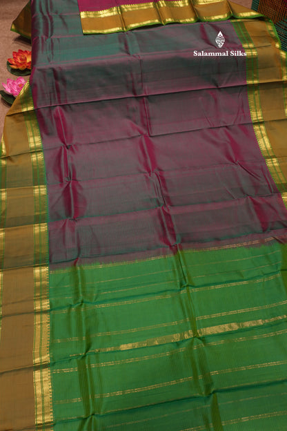 Kanjivaram Pure Silk Saree Violet With Olive Green Blouse