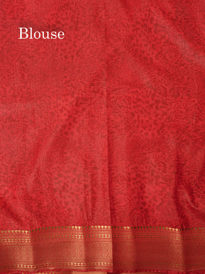 Purple Pichwai Print In Semi Raw Silk Saree With Contrast Rama Blue Traditional Border