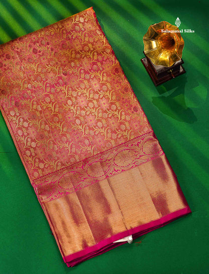Pure Zari Pink Tissue Kanjivaram Silk Saree