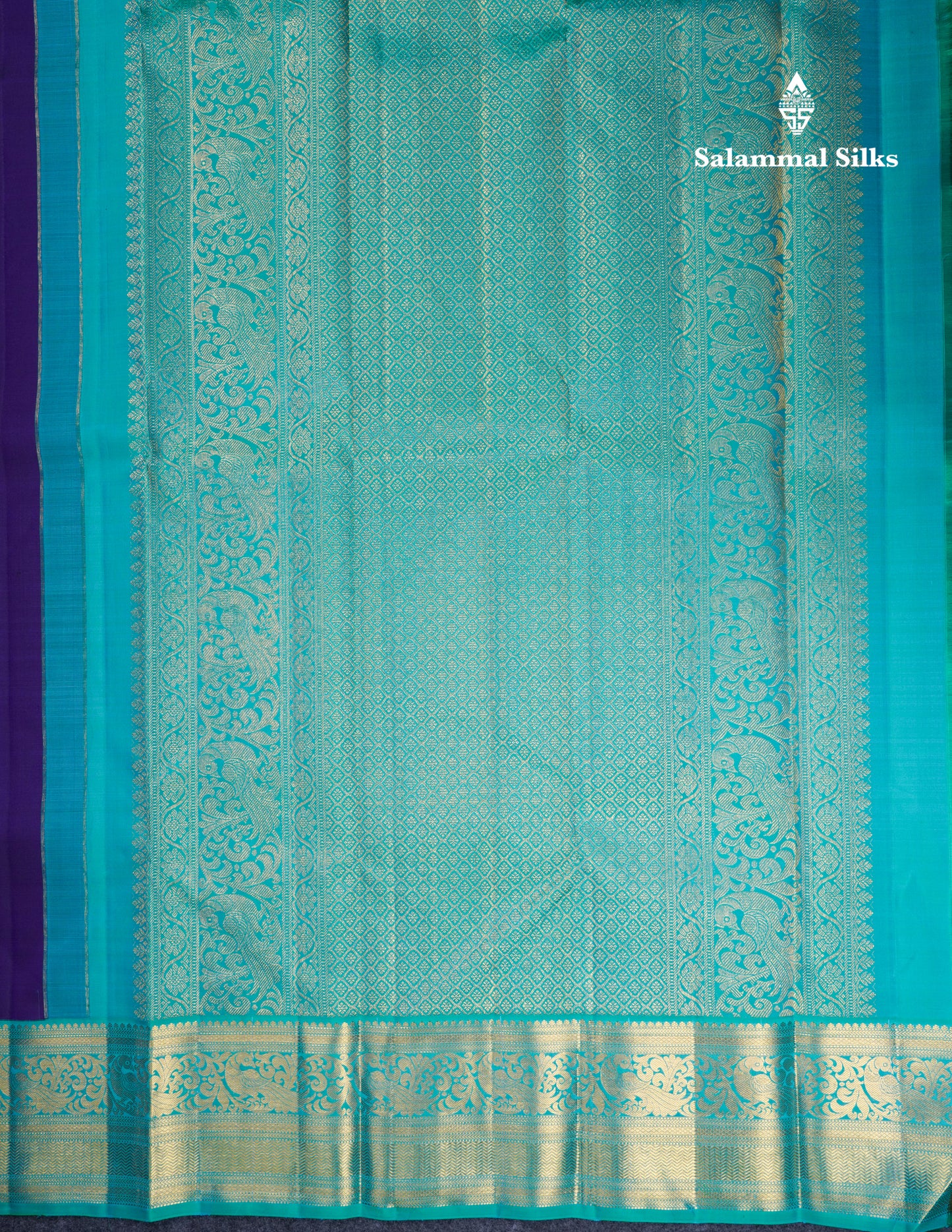 Koravi Violet Pure Kanjivaram Silk Saree With Contrast Dual Tone Sapphire Blue Traditionl Border