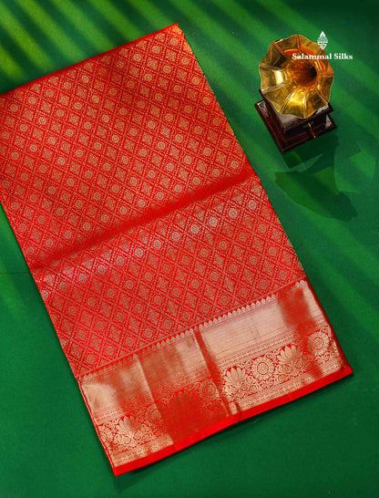 Chilly Red Bridal Pure Kanjivaram Silk Saree With Self Border