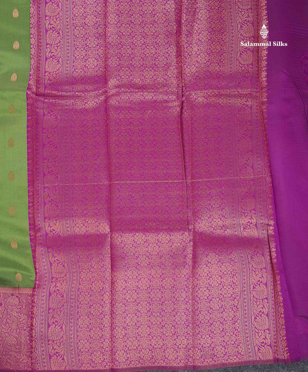 Semi Silk Saree - Olive Green Colour Body With Contrast Vadamalli Evening Morning Border
