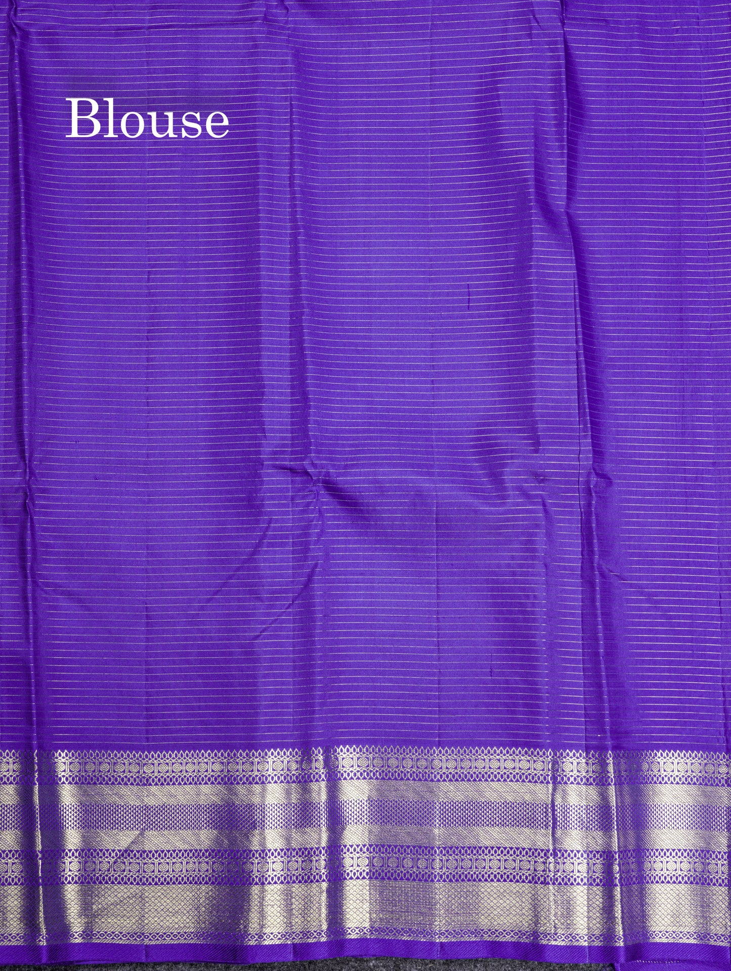Dual Tone Rama Blue Vaira Oosi Small Checks Pure Kanjivaram Silk Saree With Contrast Violet Border
