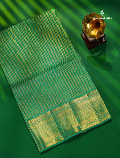 Sapphire Green Bridal Pure Kanjivaram Silk Saree With Self Border