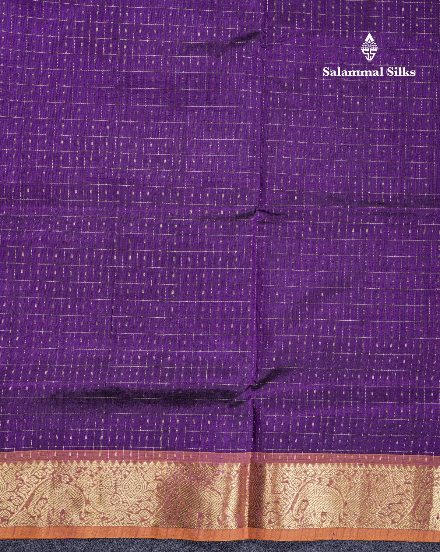 Purple Lakshadeepam Pure Silk Cotton Saree With Contrast Mustard Yellow Blouse