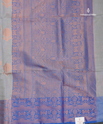Cotton Mix Saree - Ash Colour Body With Contrast Violet Fancy Border