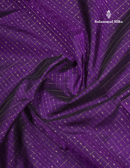 Purple Lakshadeepam Pure Silk Cotton Saree With Contrast Mustard Yellow Blouse
