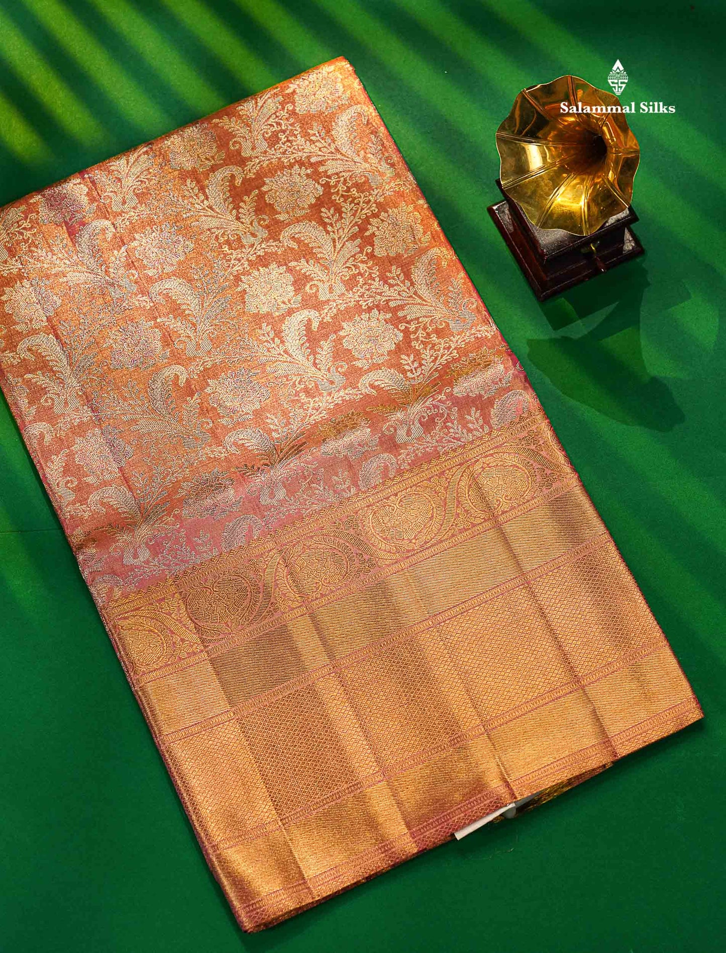 Pink Tissue Plain 2G Zari Pure Kanjivaram Silk Saree with Self Border