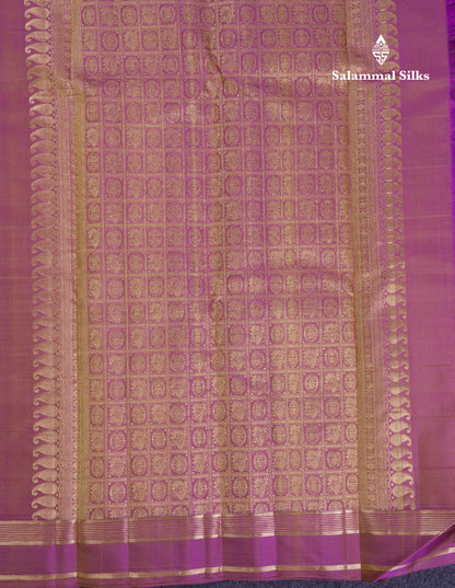Beautiful Rexona Green Checks With Butta Pure Kanjivaram Silk Saree With Contrast Purple Traditional Medium Gap Border