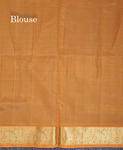 Purple Lakshadeepam Pure Silk Cotton Saree With Contrast Mustard Yellow Blouse