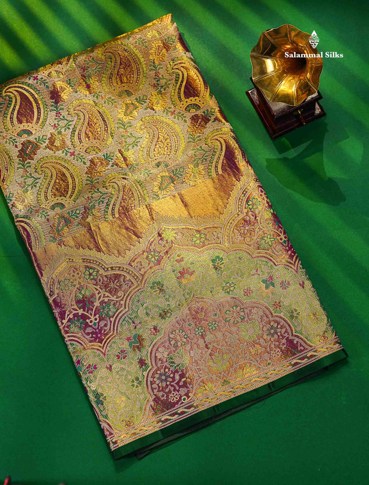 Multicolour Meenakari Work Tissue Bridal Pure Kanjivaram Silk Saree With Turning Border