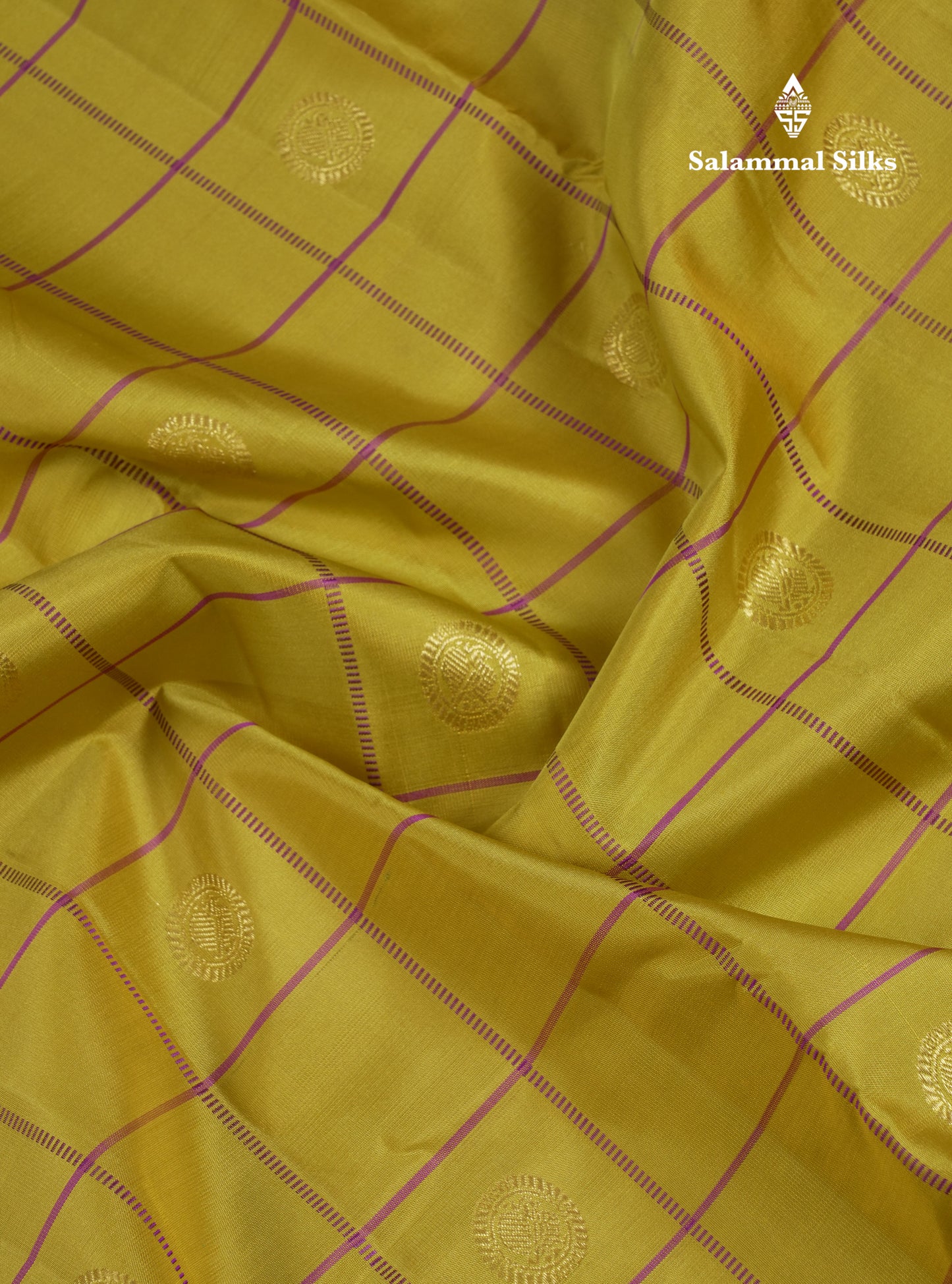 Beautiful Rexona Green Checks With Butta Pure Kanjivaram Silk Saree With Contrast Purple Traditional Medium Gap Border