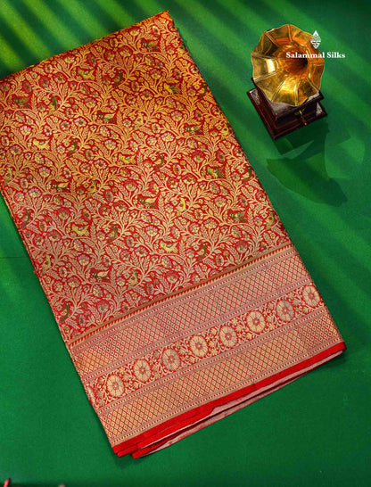 Red Meenakari Work Bridal Pure Kanjivaram Silk Saree