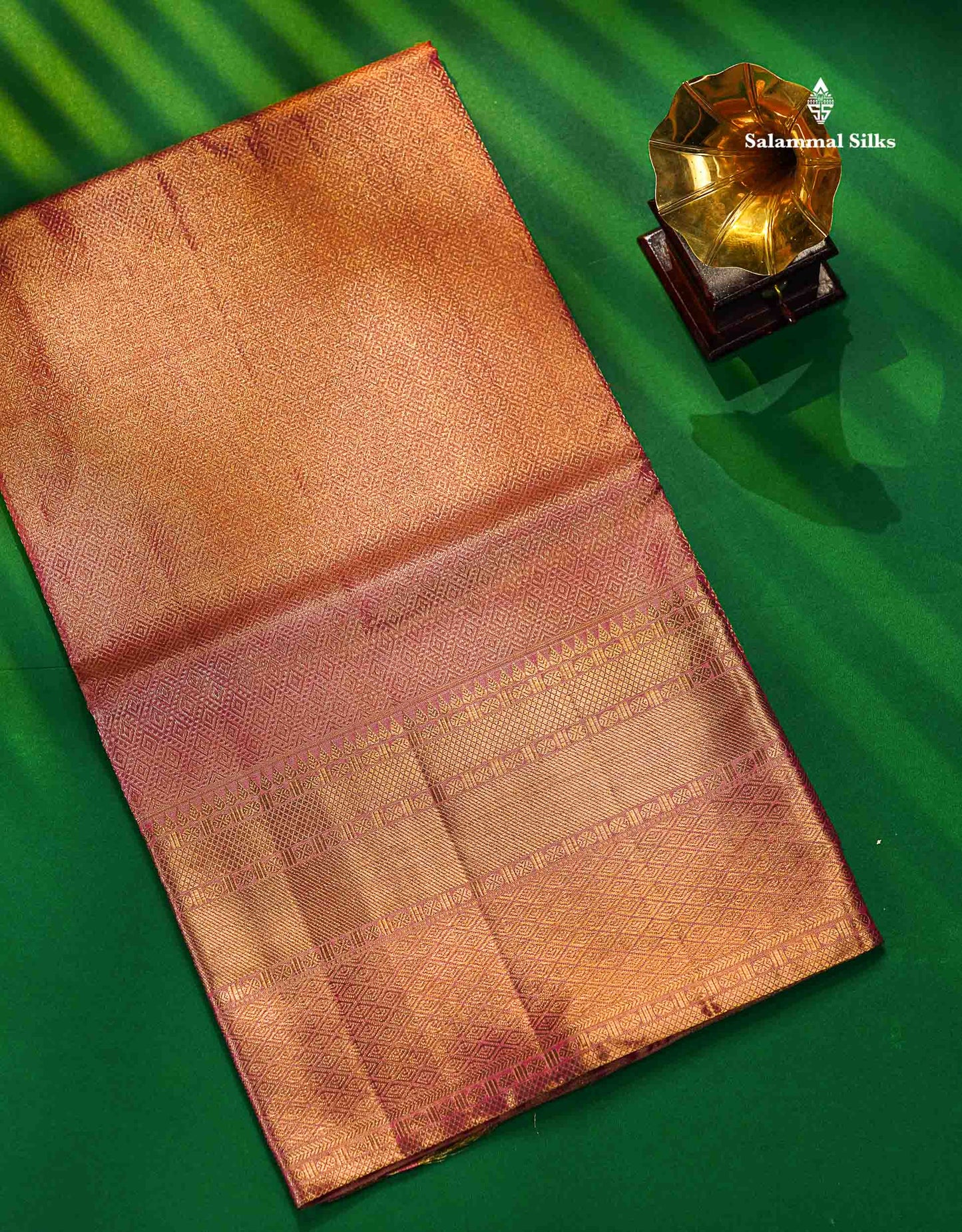 Onion Pink Tissue 2G Zari Pure Kanjivaram Silk Saree with Self Border