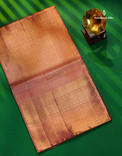 Onion Pink Tissue 2G Zari Pure Kanjivaram Silk Saree with Self Border