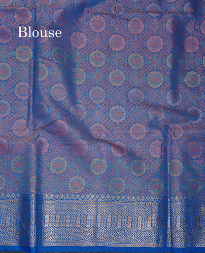Cotton Mix Saree - Sea Blue Colour Body With Contrast Violet Fancy Border