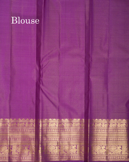 Dark Purple Vaira Oosi Lines Traditional Butta Pure Kanjivaram Silk Saree With Evening Morning Border