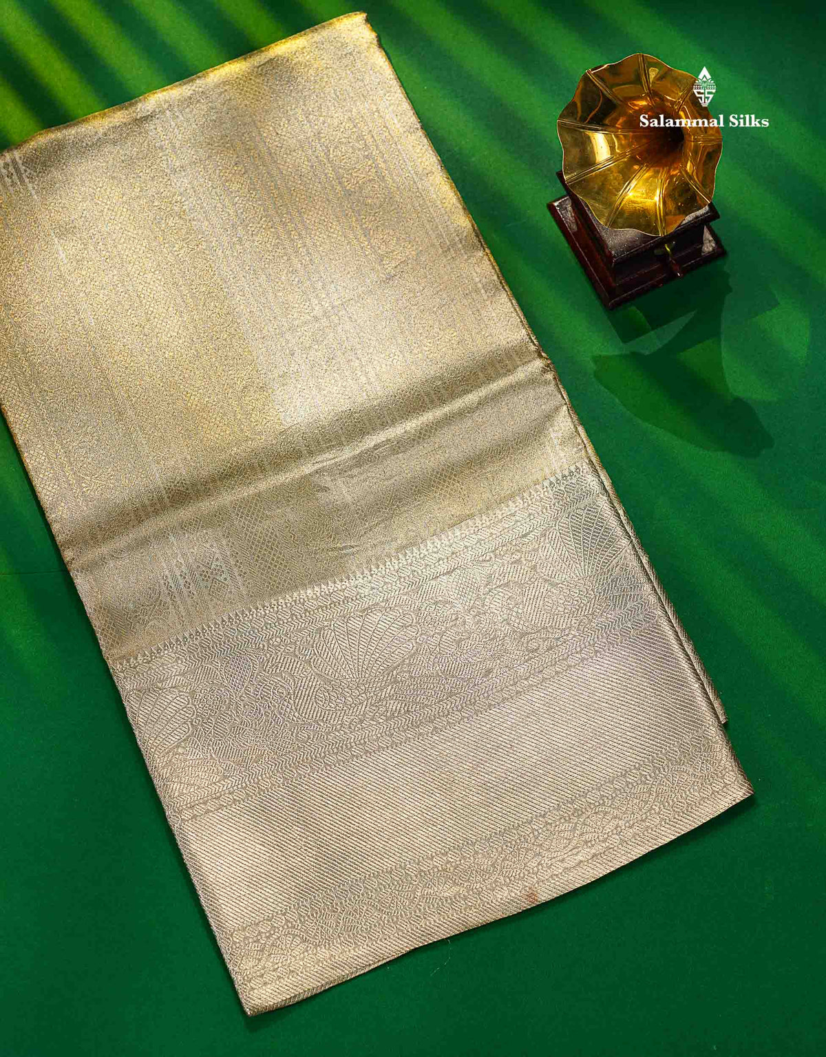 Silver Tissue 2G Zari Pure Kanjivaram Silk Saree with Self Border