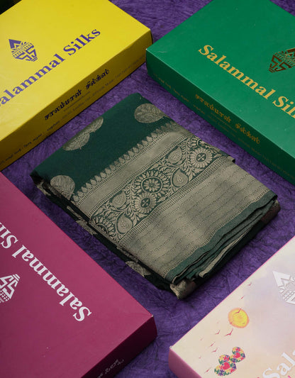 Beautiful Bottle Green Semi Georgette Saree With Fancy Border