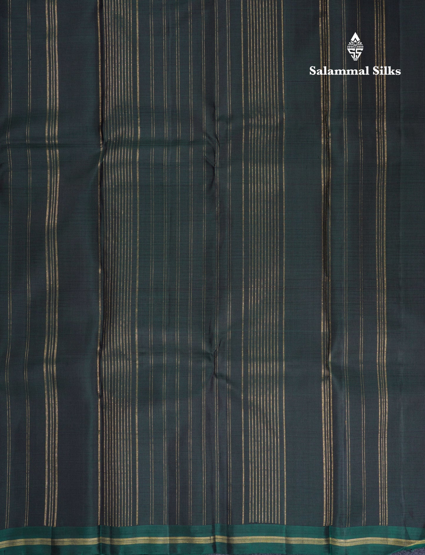 Beautiful Black Pure Kanjivaram Silk Saree With Contrast Bottle Green Small Border