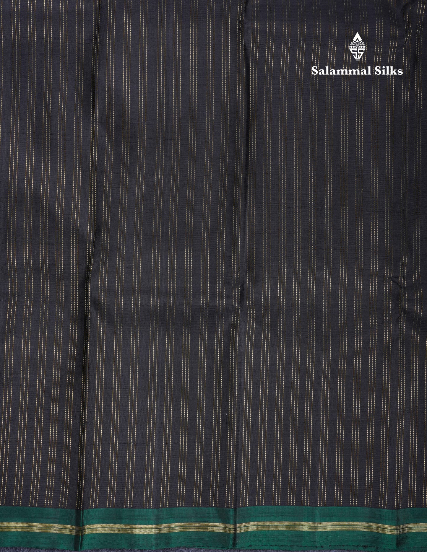 Beautiful Black Pure Kanjivaram Silk Saree With Contrast Bottle Green Small Border