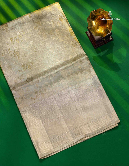 Silver Tissue 2G Zari Pure Kanjivaram Silk Saree with Self Border