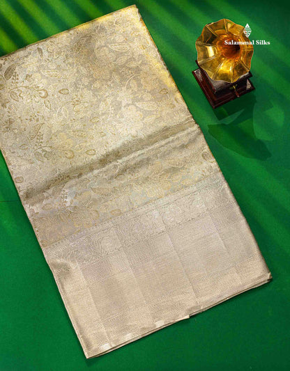 2G Zari Silver Kanjivaram Silk Saree