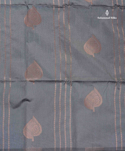Jute Cotton Mix Saree - Grey Colour Body With Zari butta  Border Less Saree