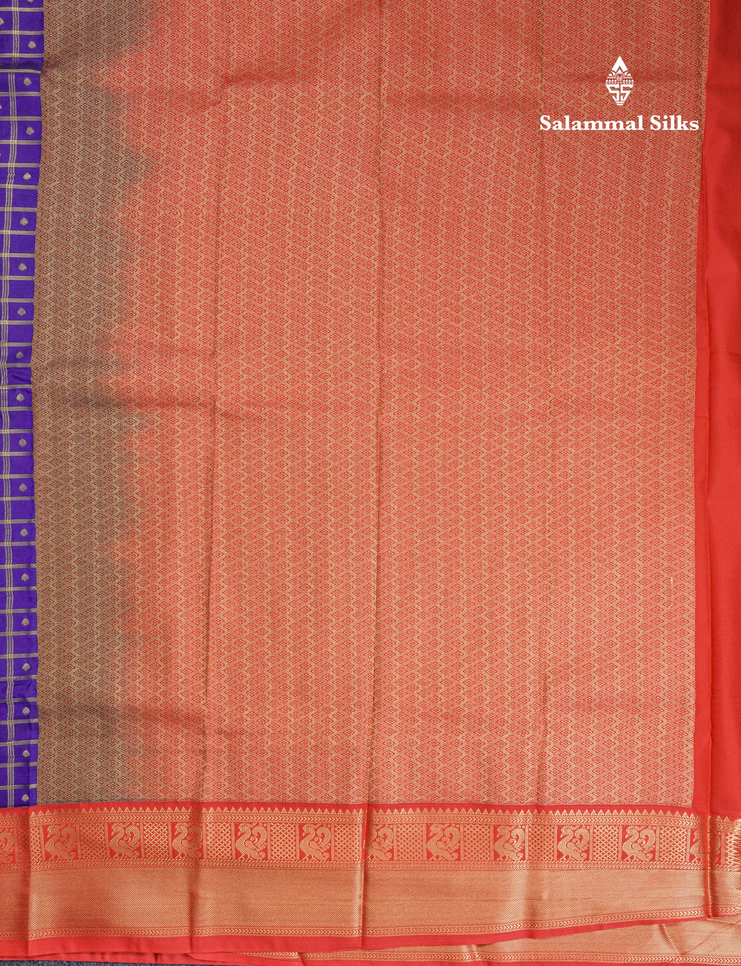 Half White Checks Semi Silk Saree With Contrast Chilly Red Traditional Border