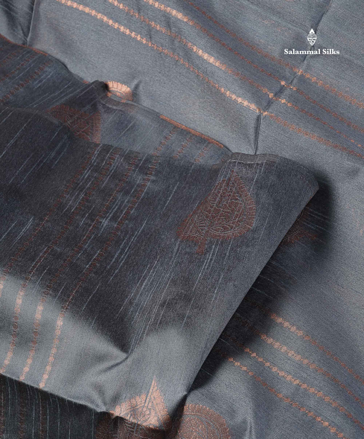 Jute Cotton Mix Saree - Grey Colour Body With Zari butta  Border Less Saree