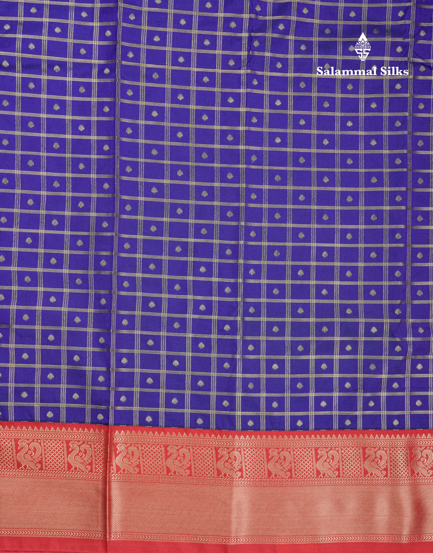 Half White Checks Semi Silk Saree With Contrast Chilly Red Traditional Border