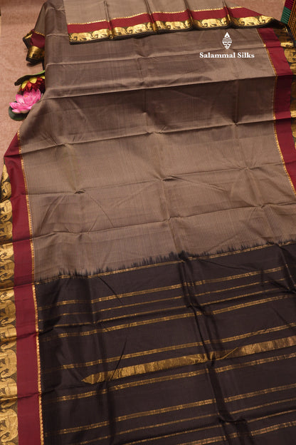 Ramar Blue Light Weight Beautiful Pure Silk Saree With Big Elephant Butta Border