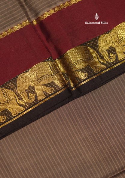 Ramar Blue Light Weight Beautiful Pure Silk Saree With Big Elephant Butta Border
