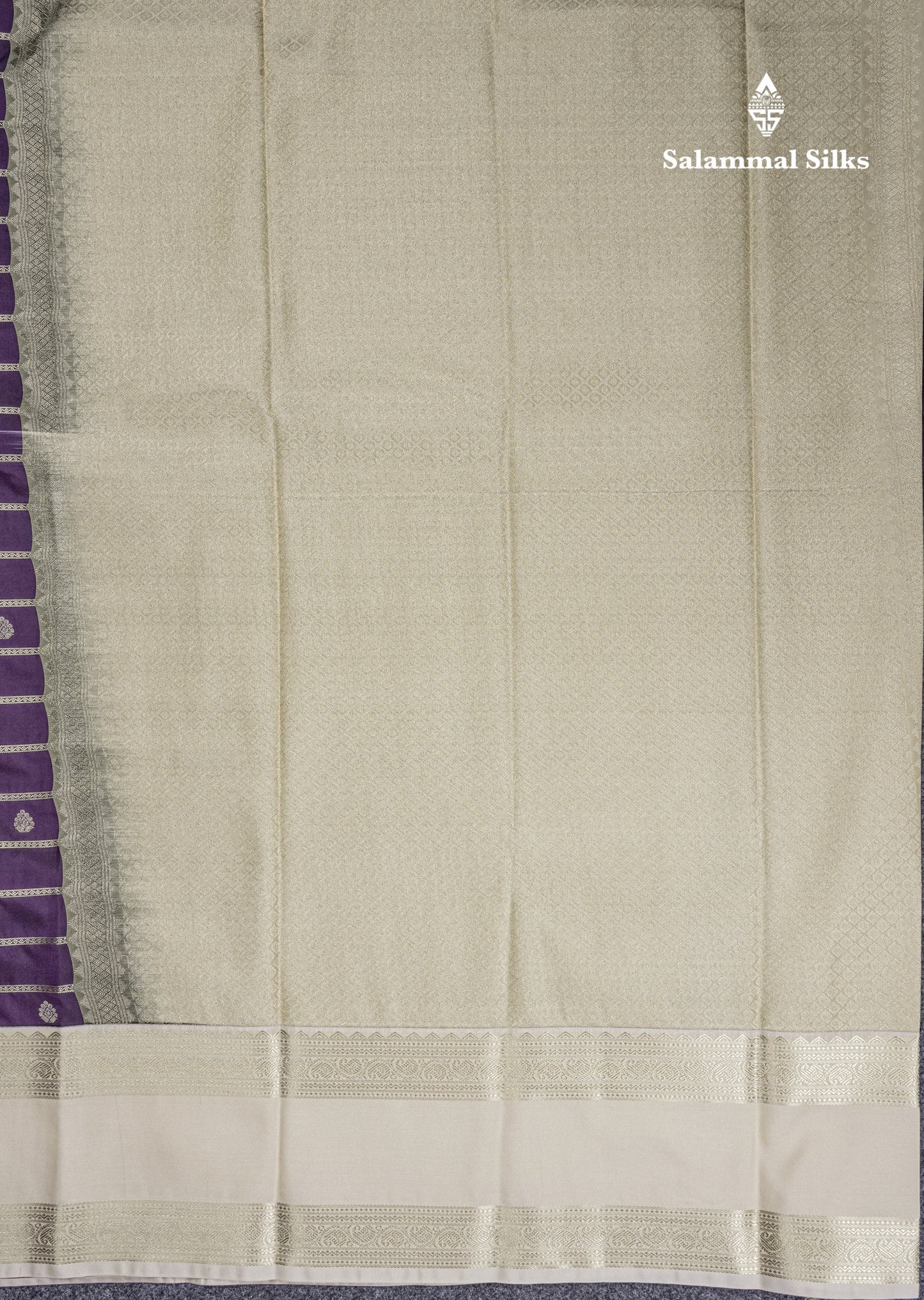 Dark Purple Semi Silk Saree With Contrast Sandal Traditional Double Border