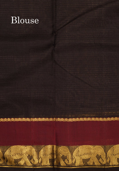 Ramar Blue Light Weight Beautiful Pure Silk Saree With Big Elephant Butta Border