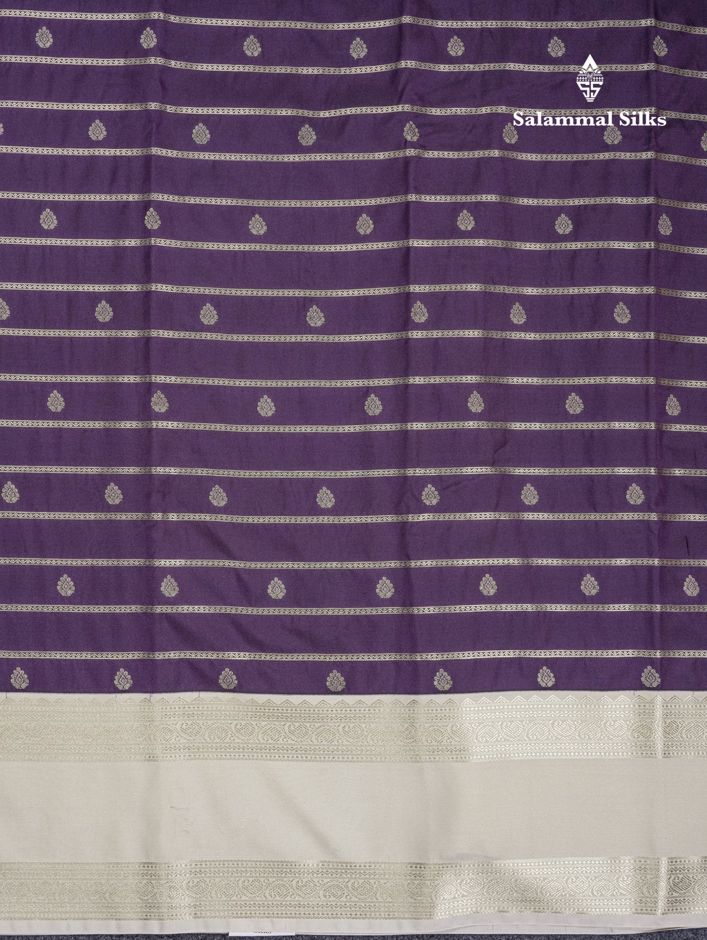 Dark Purple Semi Silk Saree With Contrast Sandal Traditional Double Border