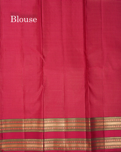 Beautiful Navy Blue Small Checks With Butta Pure Kanjivaram Silk Saree With Traditional Border