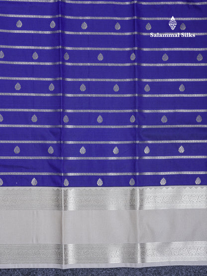 Dark Purple Semi Silk Saree With Contrast Sandal Traditional Double Border