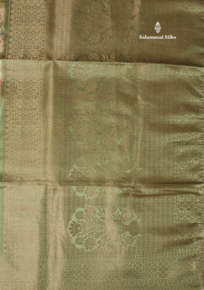 Multicolour Semi Tussar Saree With Floral Artistic Print With Contrast Border