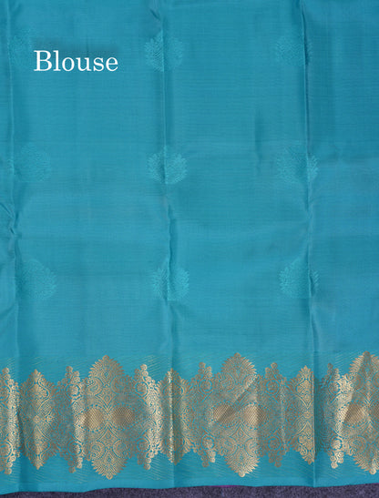 Beautiful Light Violet Puremix Silk Saree With Contrast Sapphire Green Blouse