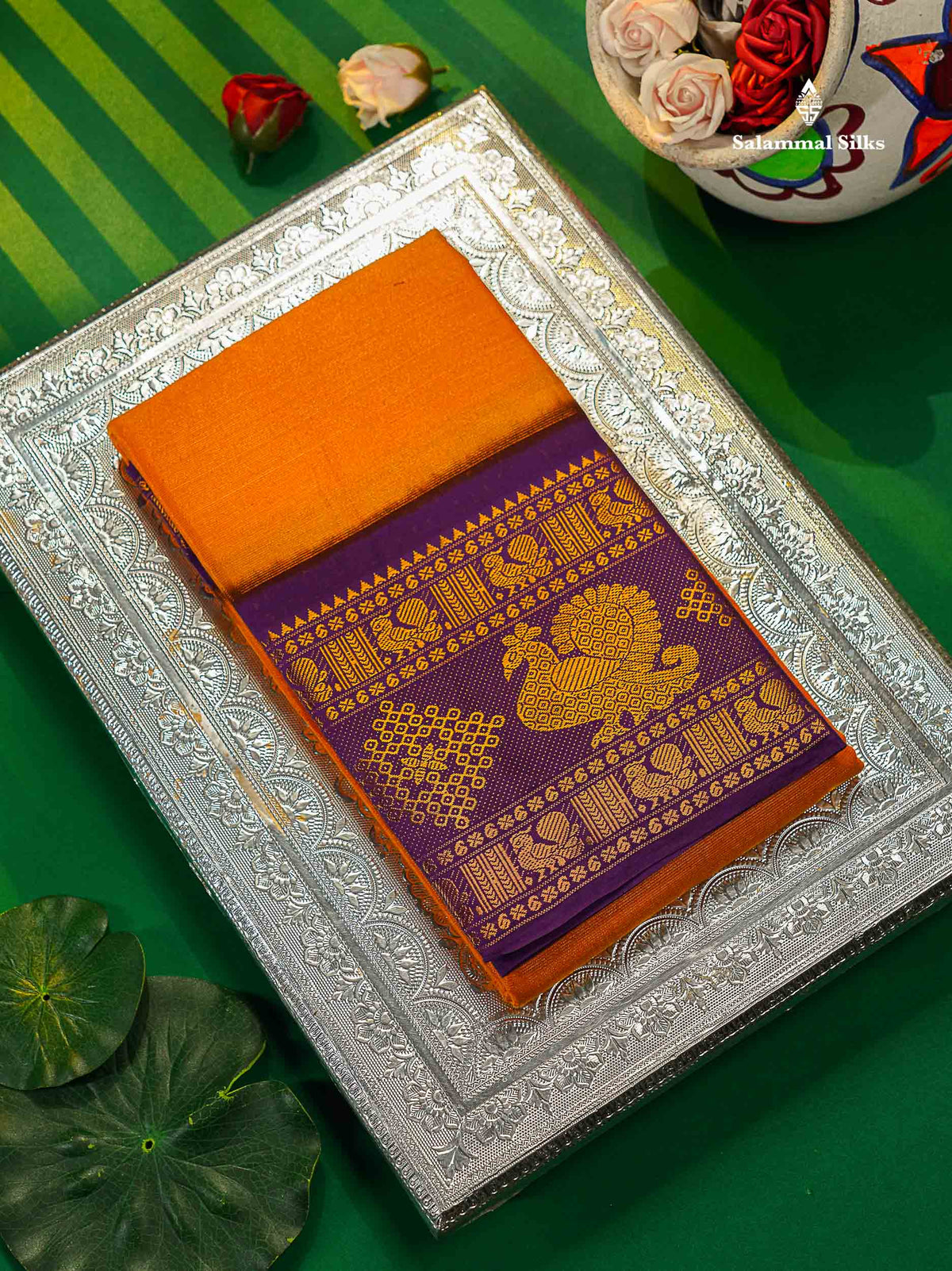 Sungudi Cotton Saree - Half White Colour Body Vaira Oosi Lines With Dark Purple Traditional Evening Morning Border