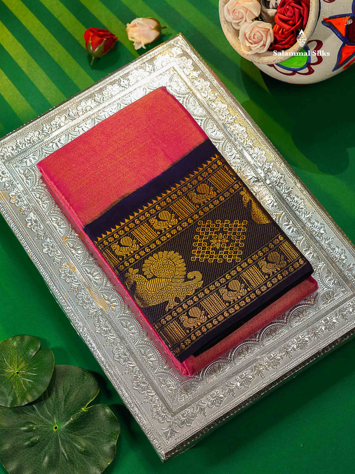 Sungudi Cotton Saree - Half White Colour Body Vaira Oosi Lines With Dark Purple Traditional Evening Morning Border