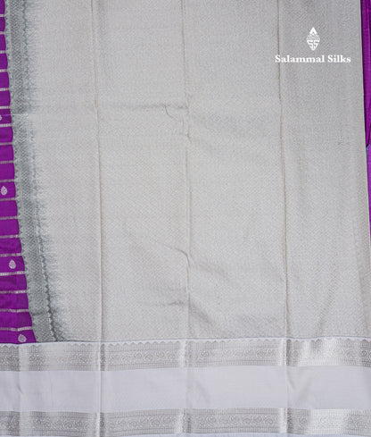 Dark Purple Semi Silk Saree With Contrast Sandal Traditional Double Border