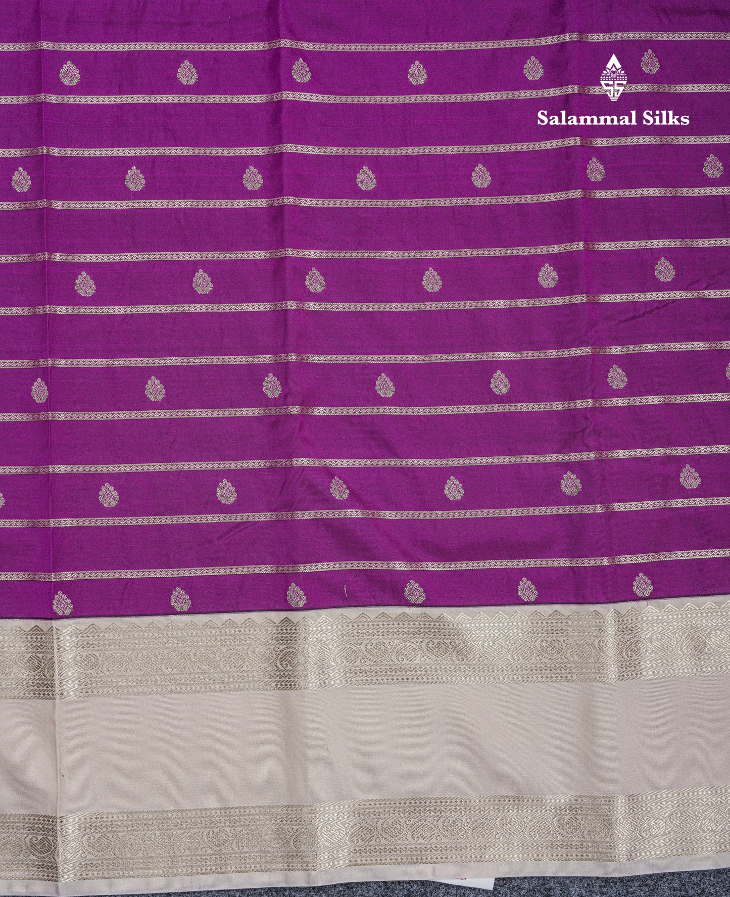 Dark Purple Semi Silk Saree With Contrast Sandal Traditional Double Border