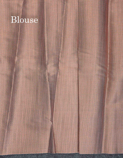 Jute Cotton Mix Saree - Grey Colour Body Flower Butta With Contrast Copper Brown Blouse