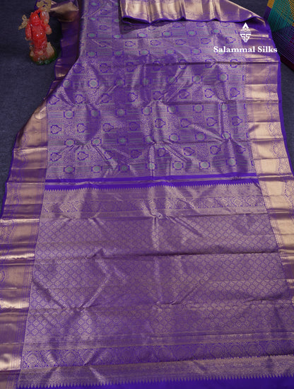 Beautiful Violet Menakari Work Bridal Pure Kanjivaram Silk Saree With Traditional Border