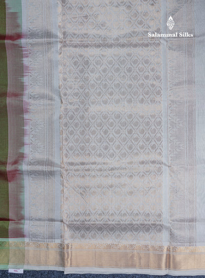 Dual Tone Green Pure Silk Cotton Saree With Contrast Beige Blouse