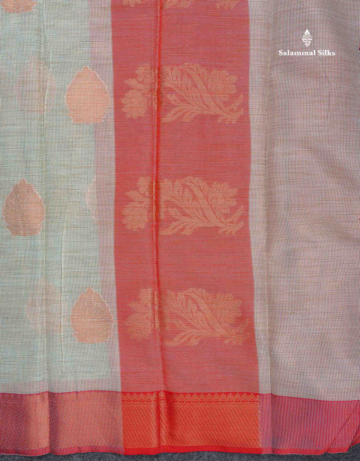 Jute Cotton Mix Saree -  Light Rexona Colour Body With Contrast Tomato Red Border