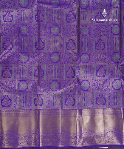 Beautiful Violet Menakari Work Bridal Pure Kanjivaram Silk Saree With Traditional Border