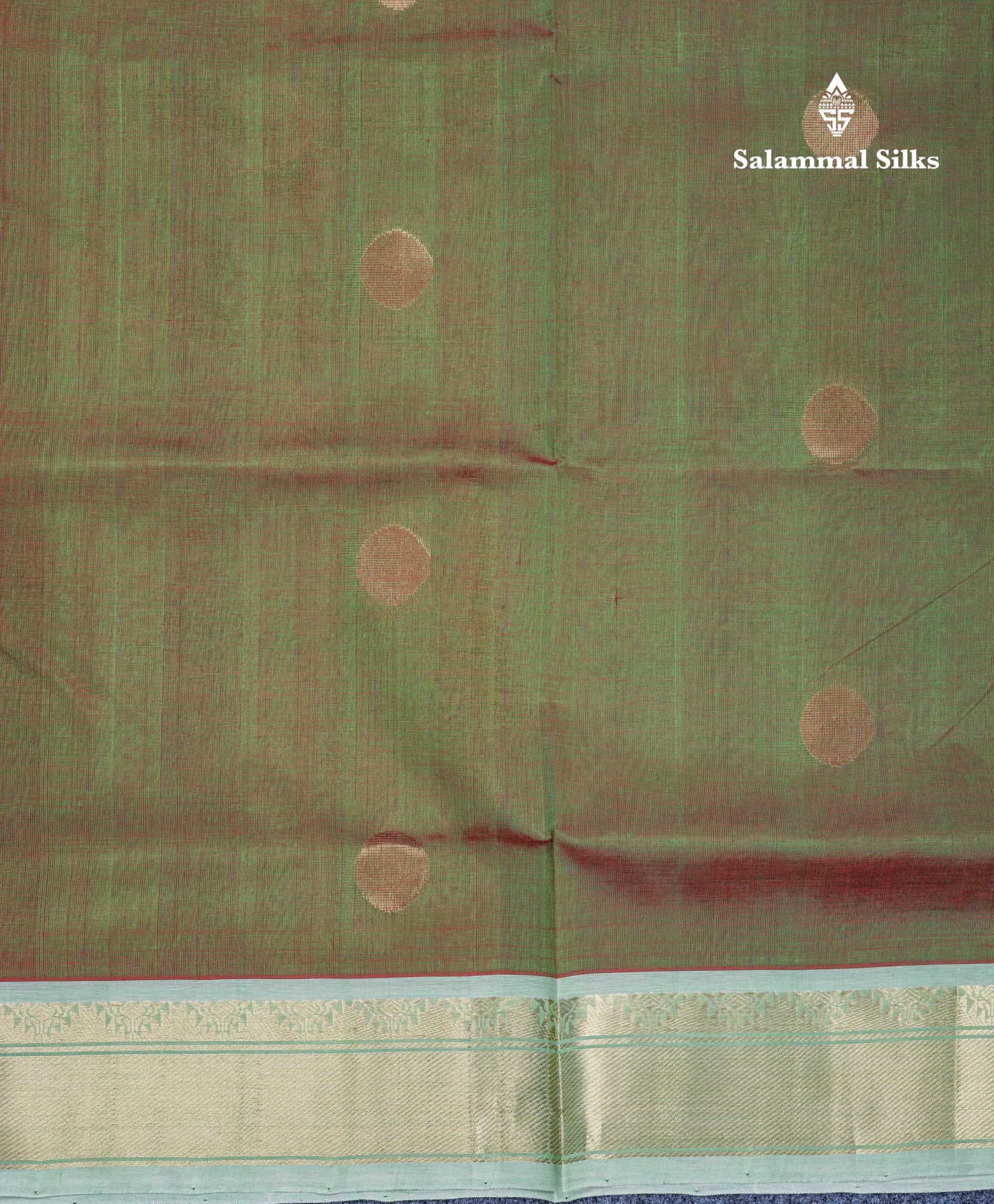 Dual Tone Green Pure Silk Cotton Saree With Contrast Beige Blouse